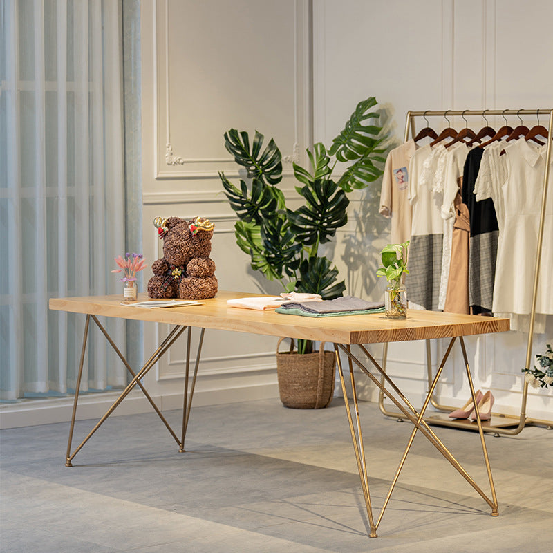 Glam Solid Wood Writing Desk Natural Hairpin Base Type Office Desk