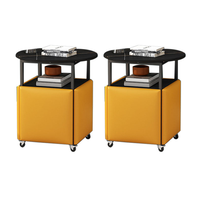 25.6" Tall Contemporary Style Side End Table Round Sofa Side Accent Table