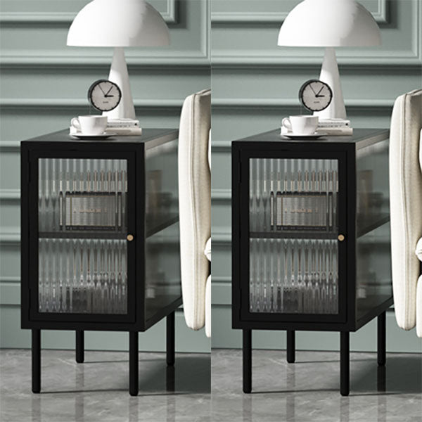 Metal Rectangle Top Side Table 23.6" Tall 4 Legs End Table with Storage Black 2 Clearhalo 'Coffee & Accent Tables' 'End & Side Tables' 'end_side_tables' 'furn' 'furn_end_side_tables' 'Furniture' 'Living Room Furniture' 5954846