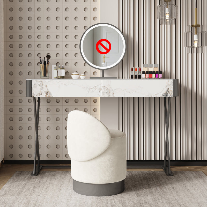 豪華な虚栄心セット2つのストレージドロワーが白いパッド入りのスツールが付いています