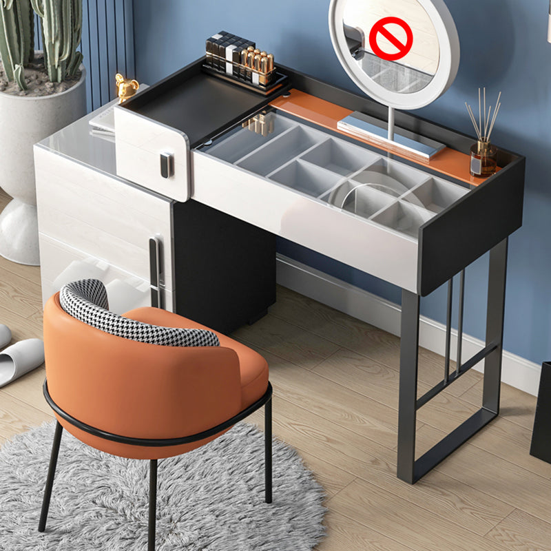 Hedendaagse glazen top make-up make-up ijdelheid 3 lade ijdelheid kleedtafel set