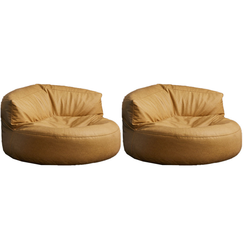 Nordic Bonded Leather Armless Tight Back EPP Filled Aceent Chair Yellow 2 Piece Set Clearhalo 'Accent Chairs' 'accent_chairs' 'Chairs & Seating' 'furn' 'furn_accent_chairs' 'Furniture' 'Living Room Furniture' 5955254