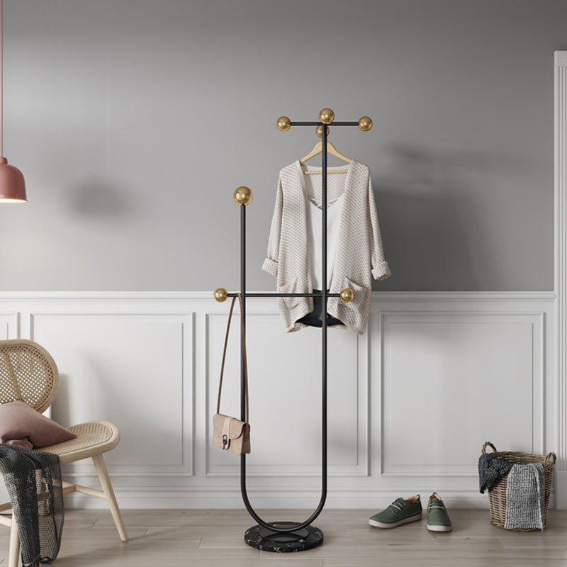 Gorgeous Coat Rack Marble Bottom 7 Coat Hooks Metal Coat Rack Black Clearhalo 'Entry & Mudroom Furniture' 'furn' 'furn_hall_tree_coat_racks' 'Furniture' 'Hall Trees & Coat Racks' 'hall_tree_coat_racks' 5955638