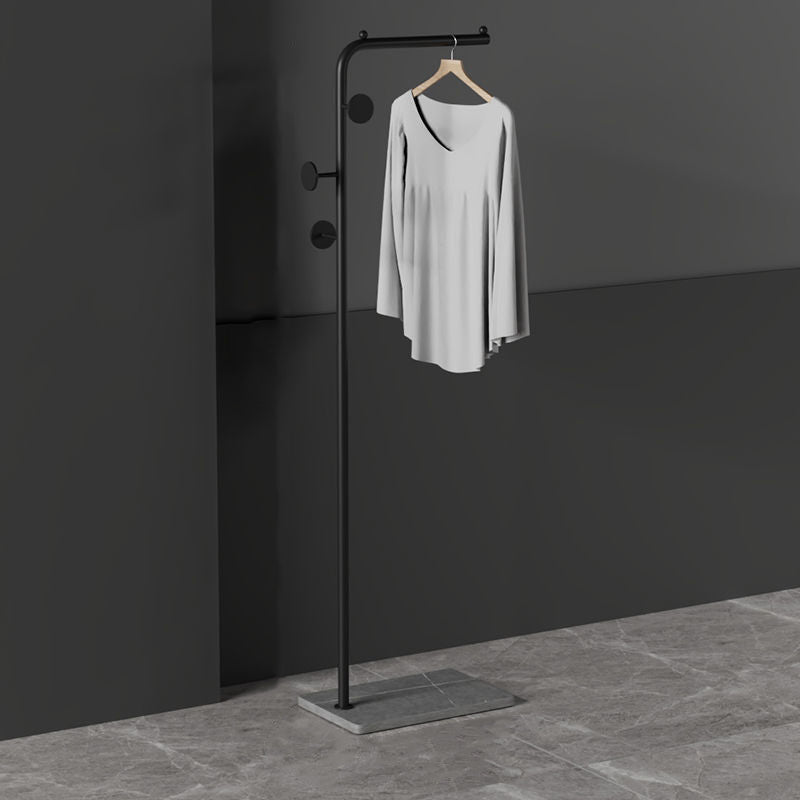 Contemporary Hall Tree Metal Hanging Rail and Hooks Entry Hall Tree Black Round Clearhalo 'Entry & Mudroom Furniture' 'furn' 'furn_hall_tree_coat_racks' 'Furniture' 'Hall Trees & Coat Racks' 'hall_tree_coat_racks' 5955696