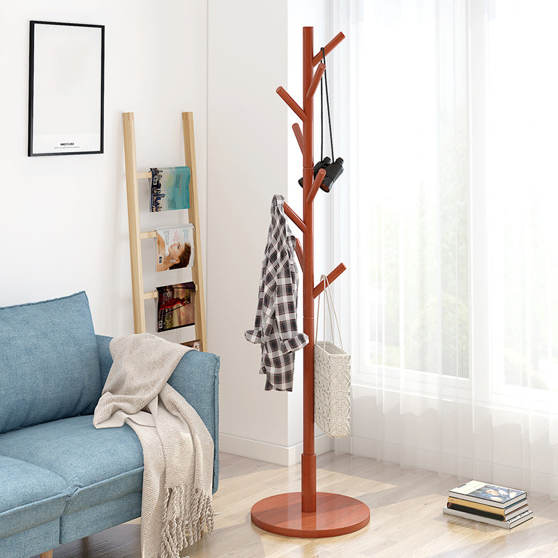 Modern Style Coat Rack Solid Pine Wood Free Standing Hooks Design Coat Rack Walnut Round Clearhalo 'Entry & Mudroom Furniture' 'furn' 'furn_hall_tree_coat_racks' 'Furniture' 'Hall Trees & Coat Racks' 'hall_tree_coat_racks' 5955873
