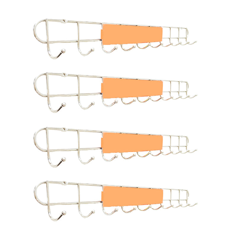 Industrial Entryway Kit Silver Stainless Steel Wall-Mounted with Hooks Coat Hanger 23.4"L x 1.7"W x 2.4"H 4 Piece Set Clearhalo 'Entry & Mudroom Furniture' 'furn' 'furn_hall_tree_coat_racks' 'Furniture' 'Hall Trees & Coat Racks' 'hall_tree_coat_racks' 5956000