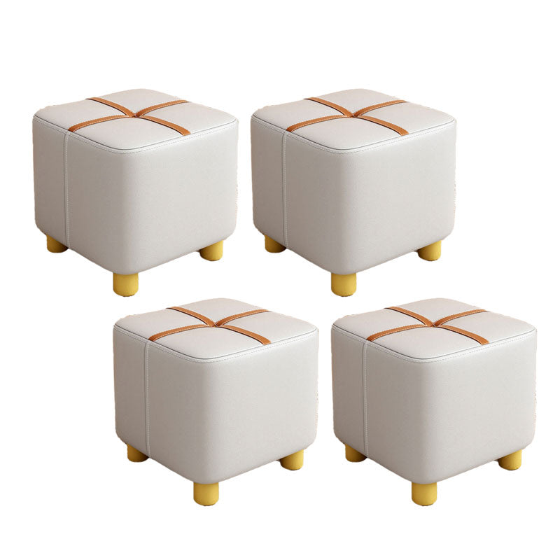 Faux Leather Modern Standard Striped Suqare Cube for Drawing Room Light Gray 4 Piece Set Clearhalo 'furn' 'furn_ottomans_poufs' 'Furniture' 'Living Room Furniture' 'Ottomans & Poufs' 'ottomans_poufs' 5956168