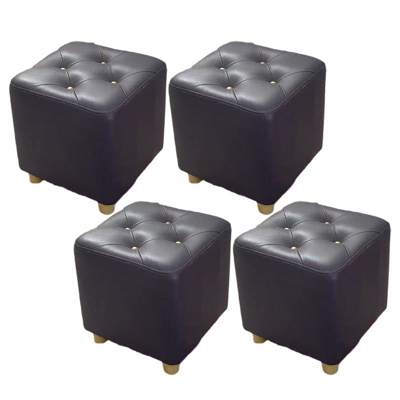 Modern Cotton Pouf Ottoman Plain Square Tufted Water Resistant Chair Pouf Dark Gray 4 Piece Set Clearhalo 'furn' 'furn_ottomans_poufs' 'Furniture' 'Living Room Furniture' 'Ottomans & Poufs' 'ottomans_poufs' 5956334