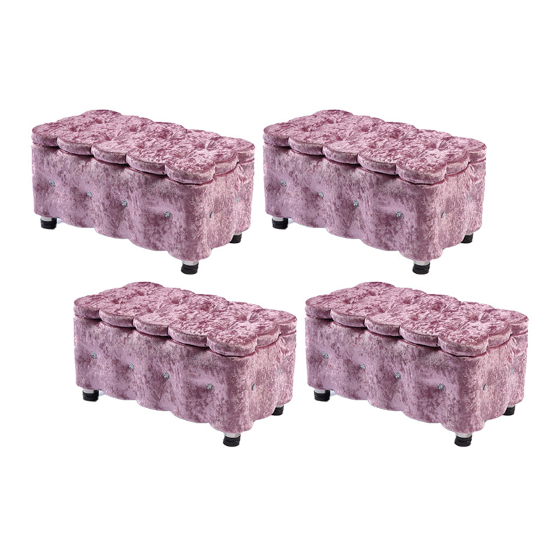 Glam Plain Storage Pouf Plain Velvet Tufted with Storage Rectangle Couch Ottoman Pink 4 Piece Set Clearhalo 'furn' 'furn_ottomans_poufs' 'Furniture' 'Living Room Furniture' 'Ottomans & Poufs' 'ottomans_poufs' 5956370