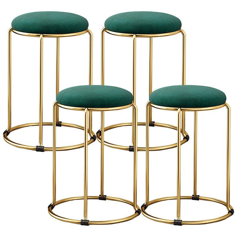 Velvet Scratch Resistant Ottoman Pure Color Round Glam Standard Round Ottoman Green 4 Piece Set Clearhalo 'furn' 'furn_ottomans_poufs' 'Furniture' 'Living Room Furniture' 'Ottomans & Poufs' 'ottomans_poufs' 5956427