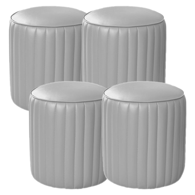 Orange Leather Solid Color Pouf Round Water Resistant Indoor Pouf Light Gray 4 Piece Set Clearhalo 'furn' 'furn_ottomans_poufs' 'Furniture' 'Living Room Furniture' 'Ottomans & Poufs' 'ottomans_poufs' 5956447