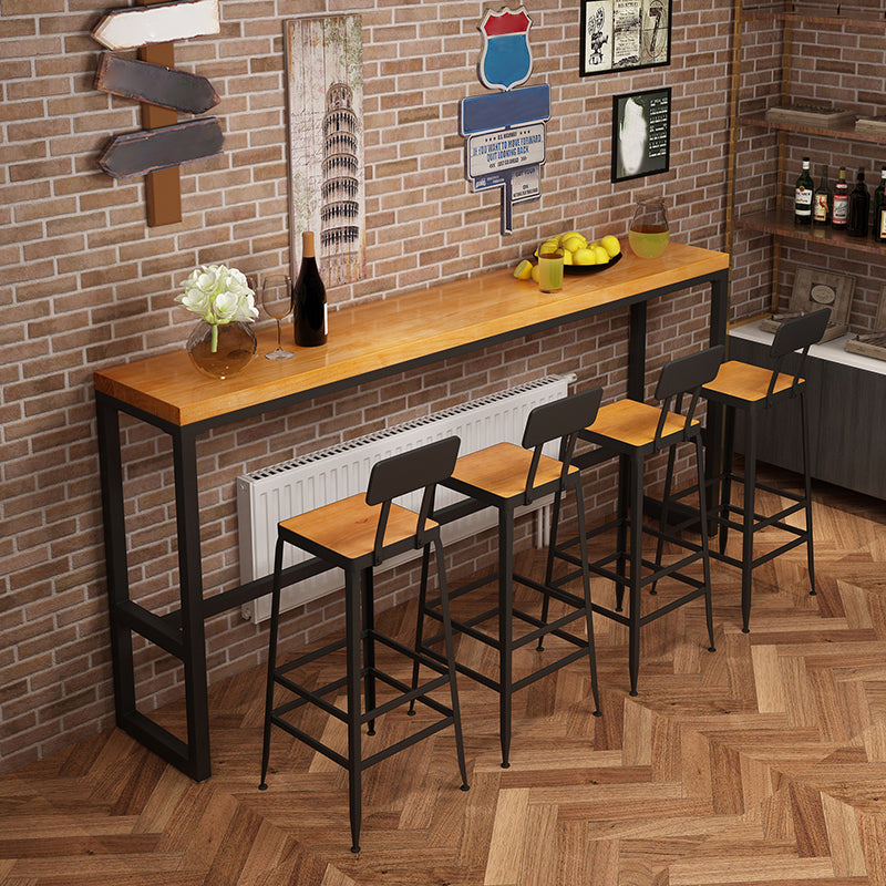 Industrial 1/2/5 Pieces Solid Wood Bar Table Set Fixed Counter Set