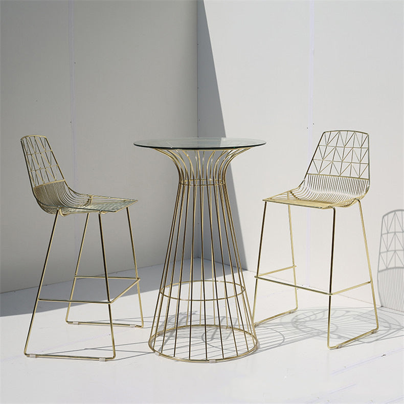 1/3 pezzi da bar rotondo da barra barra di metallo moderna con sgabelli da bar