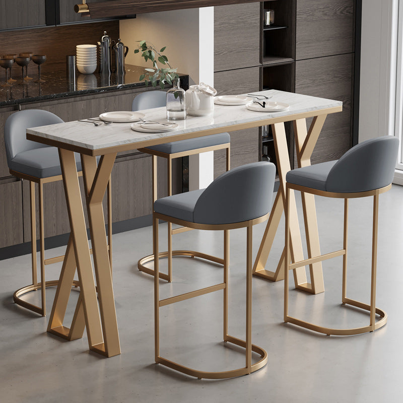 Glam Style Bar Table Set 1/2/5 Pieces Rectangle Bar Table with High Stools for Kitchen 5 Pieces: Table, 4 Stools Clearhalo 'Bar Furniture' 'furn' 'furn_home_bar_bar_sets' 'Furniture' 'Home Bars & Bar Sets' 'home_bar_bar_sets' 'Kitchen & Dining Furniture' 5958089