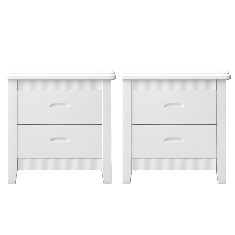 Traditional Lower Shelf Nightstand Rubber Wood Bedside Cabinet with Drawers for Bedroom White 2 Piece Set Clearhalo 'Bedroom Furniture' 'furn' 'furn_night_stand' 'Furniture' 'night_stand' 'Nightstands' 5958956