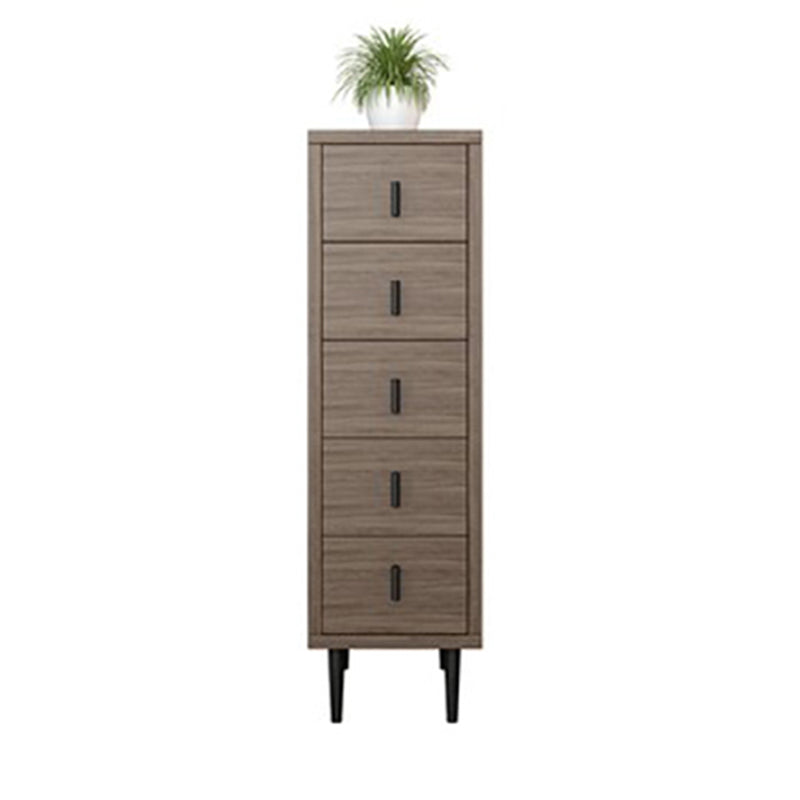 Contemporary Vertical Chest Bedroom Storage Chest in Brown with Drawers