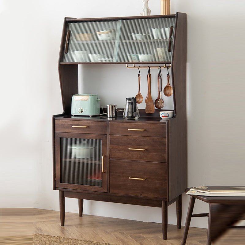 Contemporary Dining Server Solid Wood Sideboard for Living Room Walnut Clearhalo 'buffet_sideboard' 'Buffets & Sideboards' 'furn' 'furn_buffet_sideboard' 'Furniture' 'Kitchen & Dining Furniture' 5960771