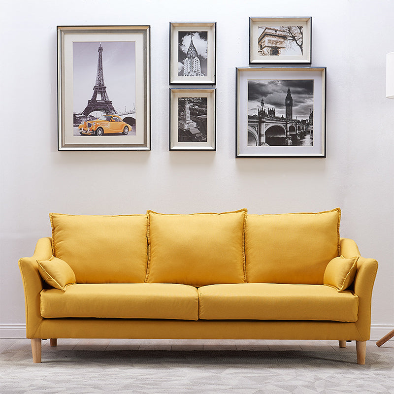 Stoff loser Rückensofa moderne abgeneigte Armsofa mit Holzbeinen