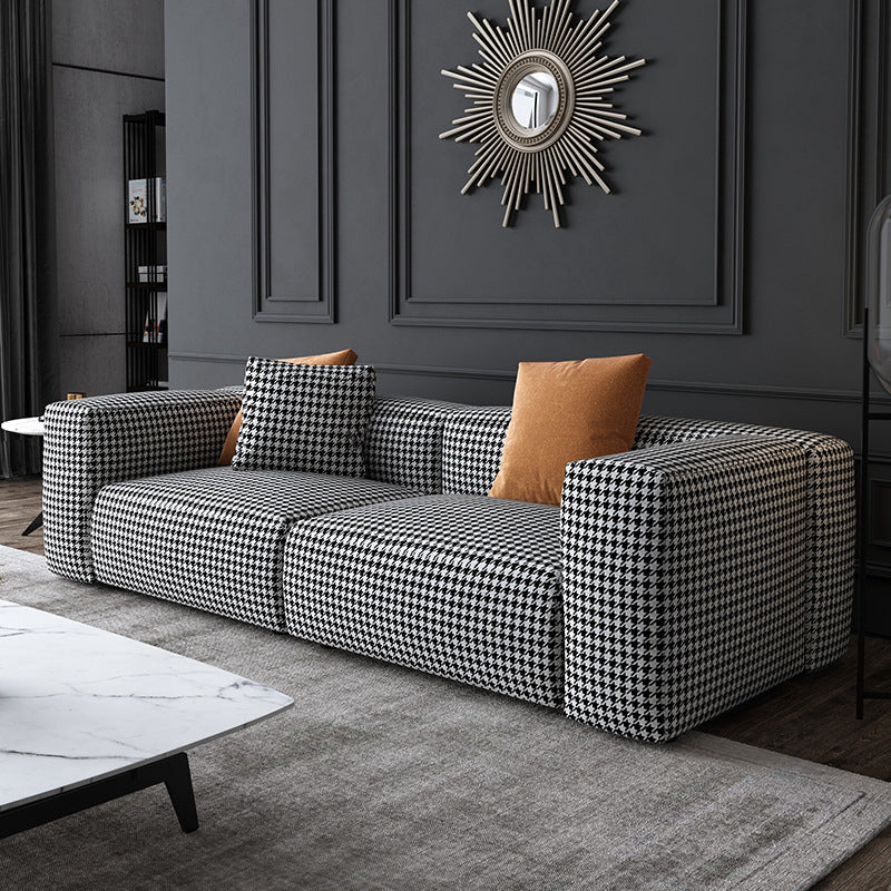Stof moderne HoundStooth Patroon Sofa Tuxedo Arm Sofa met kussens