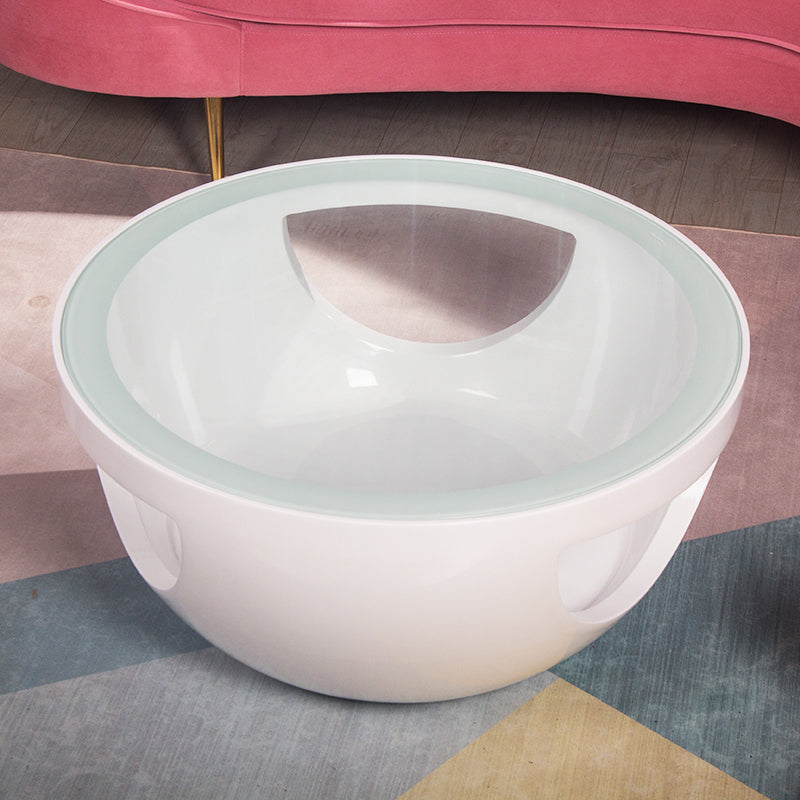 Tavolino in vetro rotondo moderno scaffale semplice incluso tavolo da cocktail - dia 32.28 "