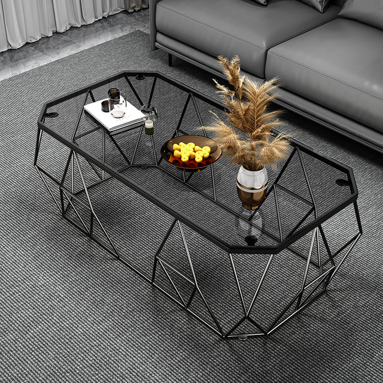 Modern Frame Coffee Cocktail Table Rectangular Glass Top Cocktail Table for Home