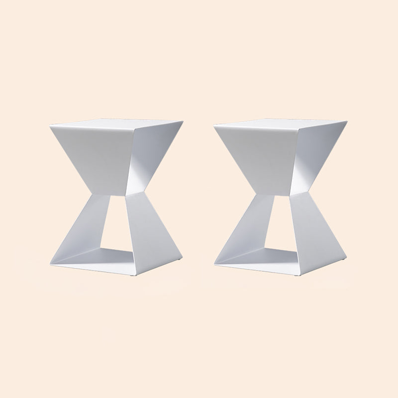 Rectangle Steel Top Side Table 19.68" Tall Abstract Base End Table with Shelves White 2 Clearhalo 'Coffee & Accent Tables' 'End & Side Tables' 'end_side_tables' 'furn' 'furn_end_side_tables' 'Furniture' 'Living Room Furniture' 5962044