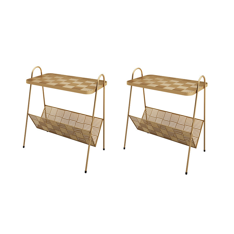 22.8" Tall Rectangle Top Side Table Iron Sled Base End Table with Magazine Holder