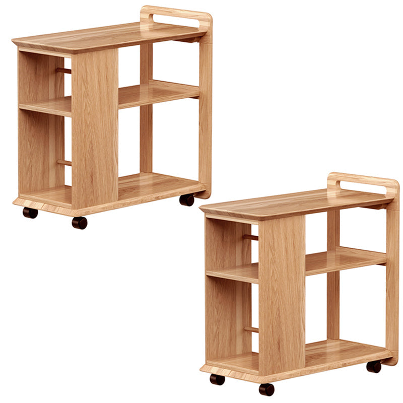 Square Wood Top Side Table Modern 25.6" Tall End Table with Shelves