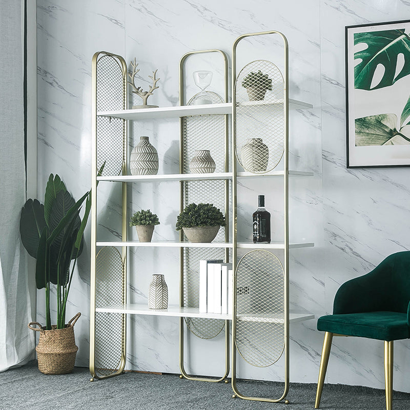 Estantería de 4 niveles de estante de oro glamoroso con estantes rectangulares