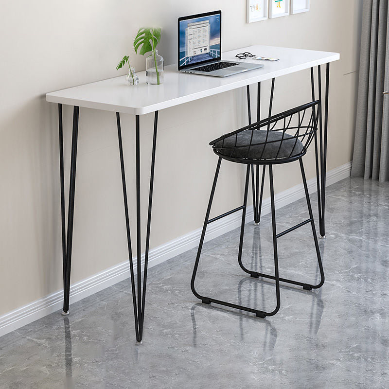 Mesa de altura de contador superior rectángulo con mesa de barra base de metal