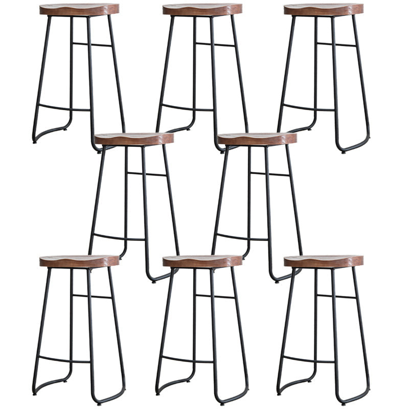Modern Footrest Solid Wood Bar Stool Dessert Shop Backless Stool Walnut 8 Piece Set Clearhalo 'Bar Furniture' 'Bar Stools' 'bar_stools' 'furn' 'furn_bar_stools' 'Furniture' 'Kitchen & Dining Furniture' 5967198