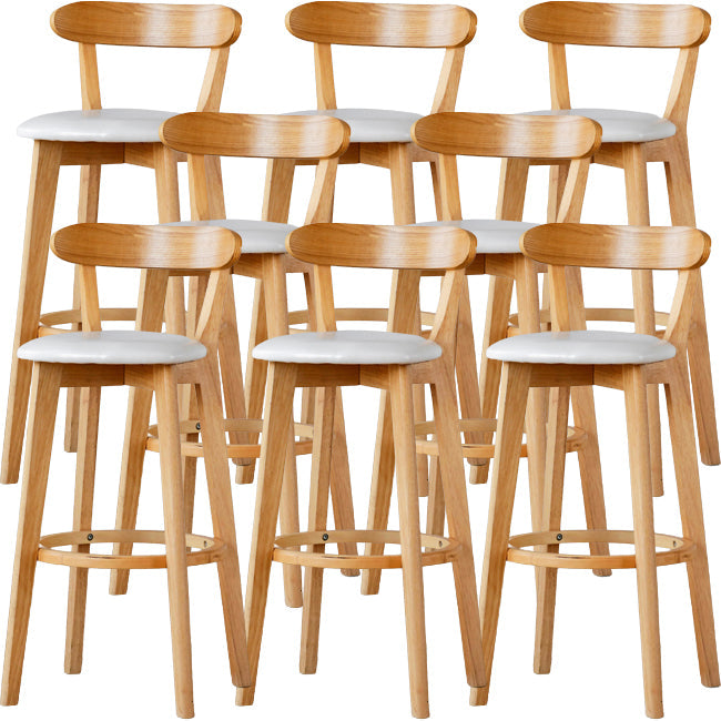 Scandinavian Wood Stool Fabric Upholstered Rectangle Seat Counter Stool in Matte Finish