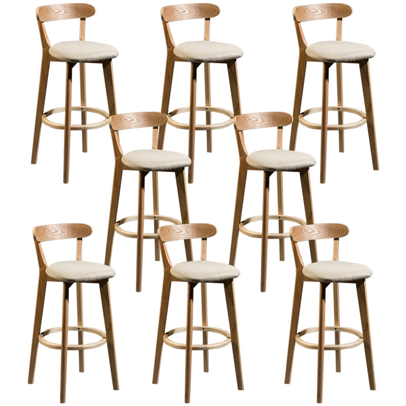 Modern Rubberwood Footrest Stool Milk Tea Shop Upholstered Bar Stools