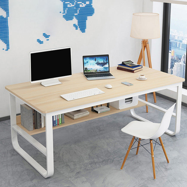 Metal and Wooden Writing Desk Industrial Rectangular Office Desk for Home 63"L x 28"W x 29"H Wood Clearhalo 'furn' 'furn_office_desk' 'Furniture' 'Office Desks' 'Office Furniture' 'office_desk' 5969283