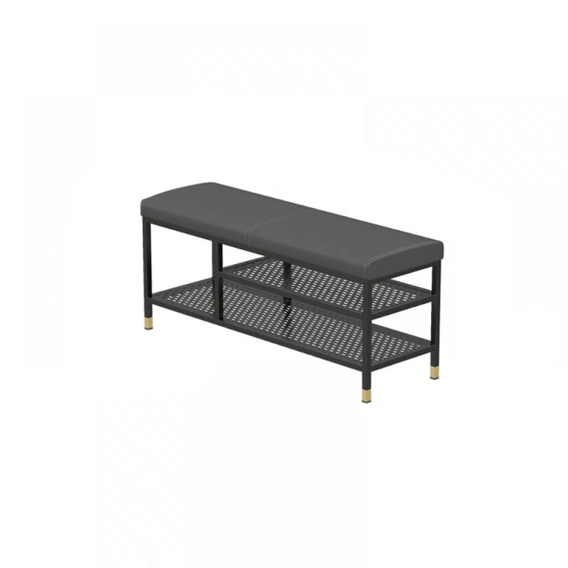 18.5" H Modern Metal Seating Bench Cushioned Entryway Bench with Legs Dark Gray Clearhalo 'Benches' 'Chairs & Seating' 'furn' 'furn_benches' 'Furniture' 'Living Room Furniture' 5969338