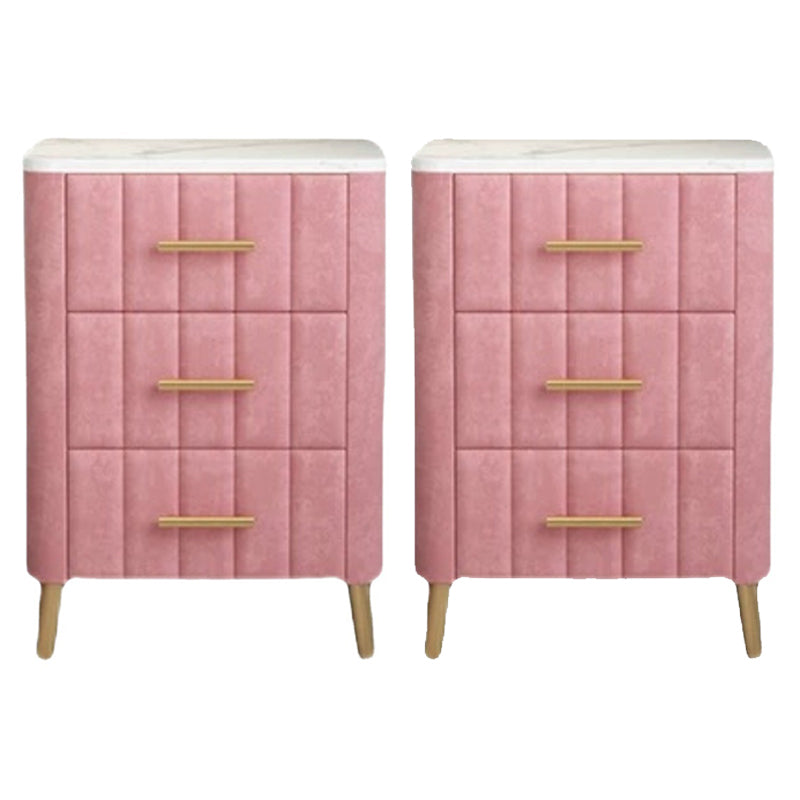 Slate Bedside Cabinet Modern Minimalist Bedside Table with Legs Pink 2 Piece Set Clearhalo 'Bedroom Furniture' 'furn' 'furn_night_stand' 'Furniture' 'night_stand' 'Nightstands' 5969516
