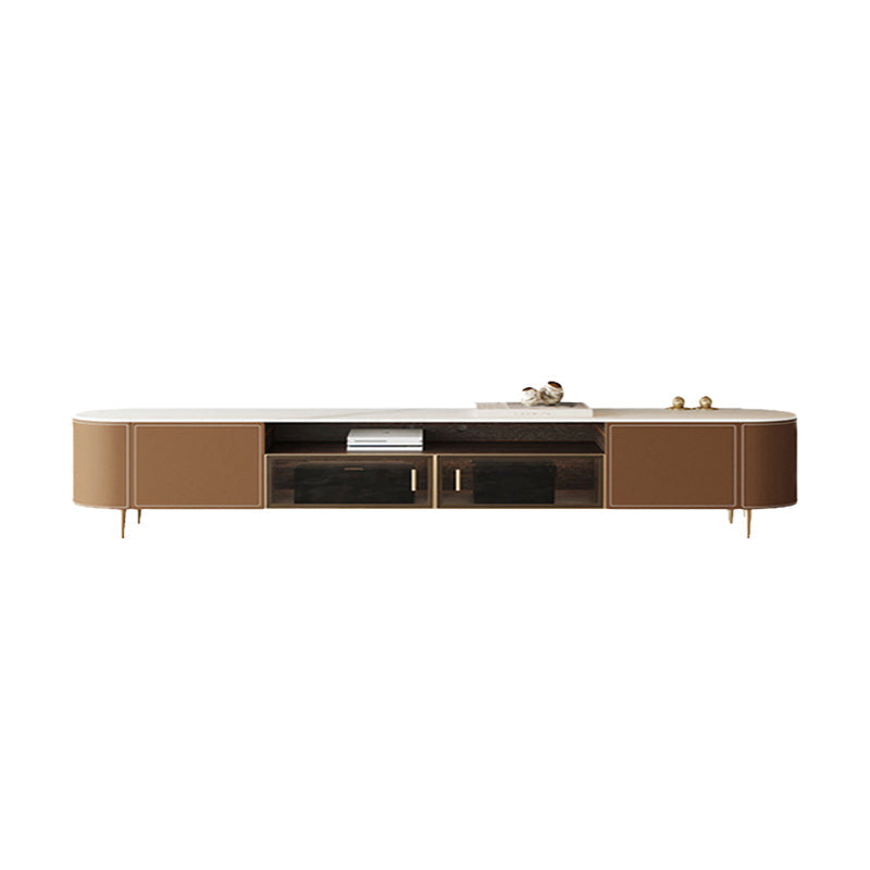 Wooden TV Stand Console Brown Modern Style TV Cabinet with Doors