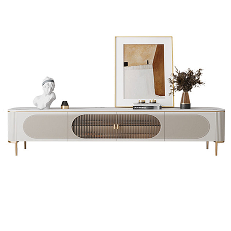 Contemporary Media Console TV Stand Stone TV Media Stand in White 94.5"L x 15.7"W x 18.9"H Clearhalo 'furn' 'furn_tv_stands_entertainment_centers' 'Furniture' 'Living Room Furniture' 'TV Stands & Entertainment Centers' 'TV Stands & Media Storage Furniture' 'tv_stands_entertainment_centers' 5970140