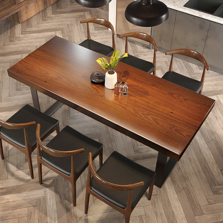 Tavolo da pranzo superiore in legno tavolo rettangolo industriale con base in slitta in nero