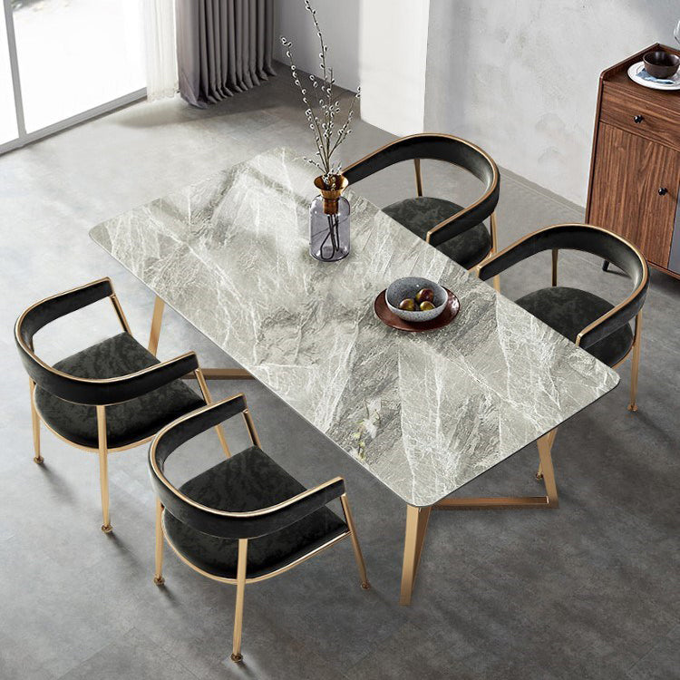 Tavolo da pranzo superiore in pietra tavolo rettangolo industriale con base a slitta