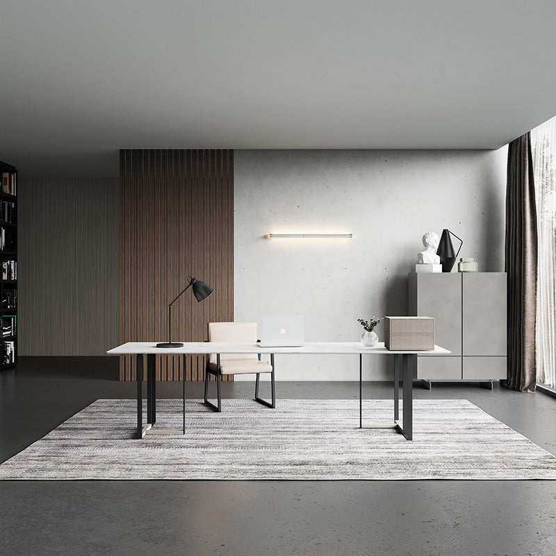 Rechteck Esstisch zeitgenössischer Tisch mit doppelter Sockelbasis