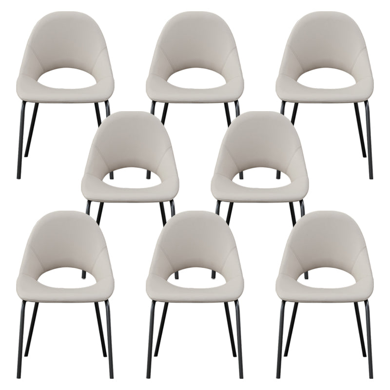 Industrial Dining Chair with Metal Legs Open Back Side Chair for Home Beige 8 Piece Set Clearhalo 'Dining Chairs' 'Dining Tables & Seating' 'dining_chair' 'furn' 'furn_dining_chair' 'Furniture' 'Kitchen & Dining Furniture' 5971205