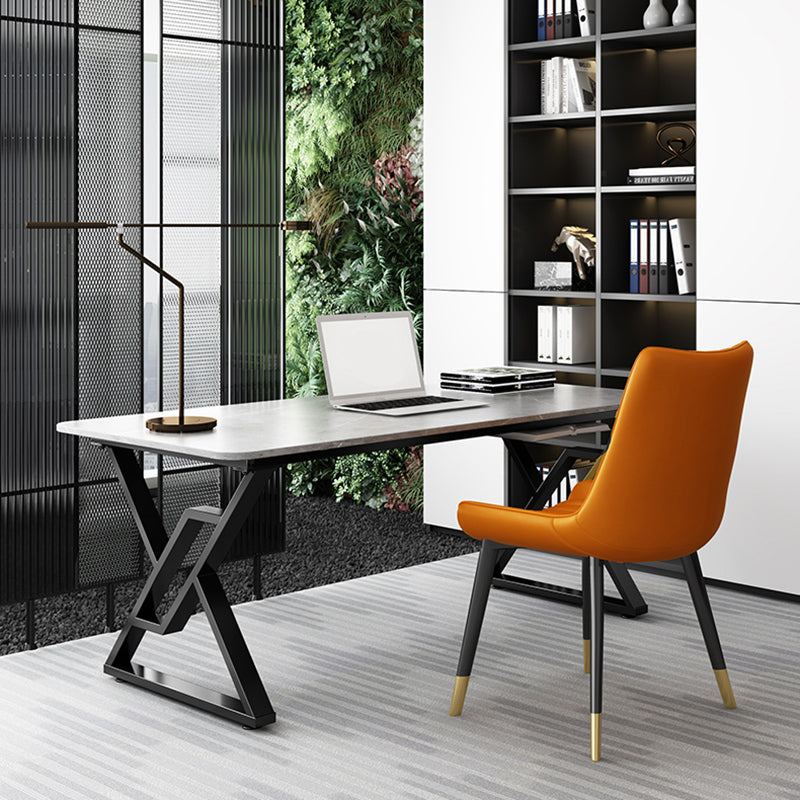 Industrial Stone Sled Writing Desk Rectangular Office Desk for Home Drawers Clearhalo 'furn' 'furn_office_desk' 'Furniture' 'Office Desks' 'Office Furniture' 'office_desk' 5971798