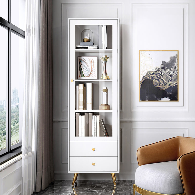 Modern Wooden Bookcase Standard Closed Back White/Champagne Bookshelf for Home Office