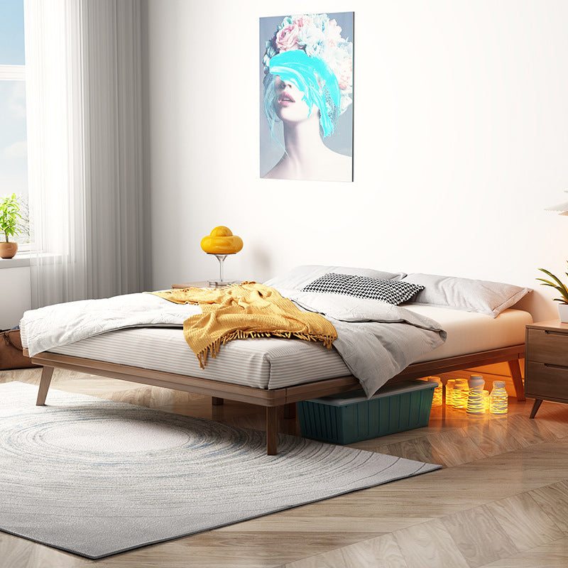 84.65 inch Wide Contemporary Bed Rubberwood Platform Bed Frame