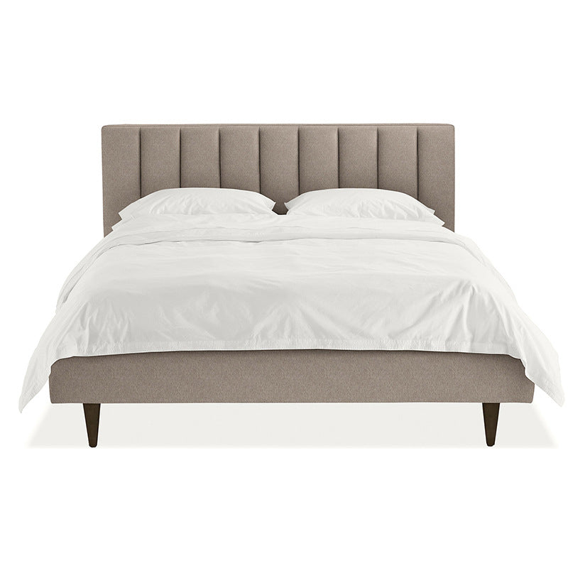 84.65 inch Wide Contemporary Bed Frame Solid Wood Bed with Upholstered Headboard