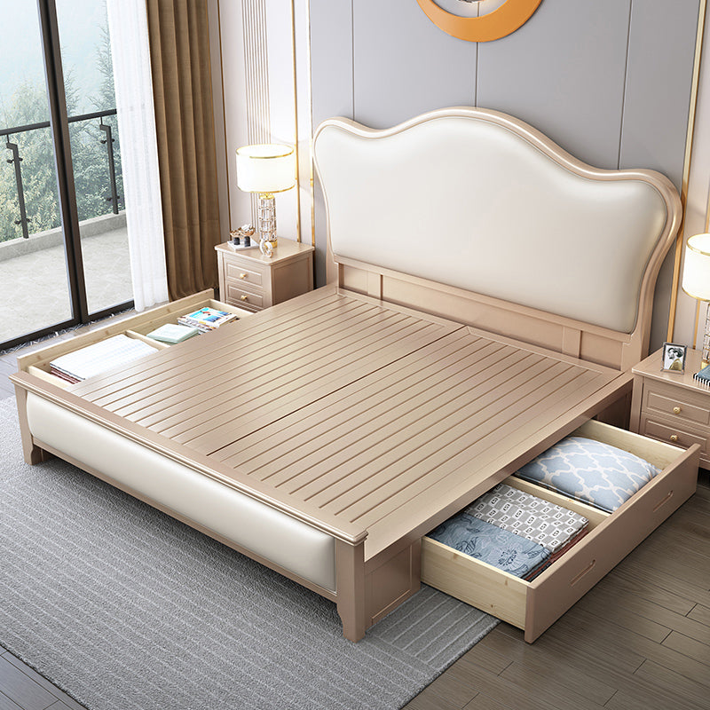 MARCO DE Camino de cuero de cama moderno de almacenamiento con cabecera para dormitorio