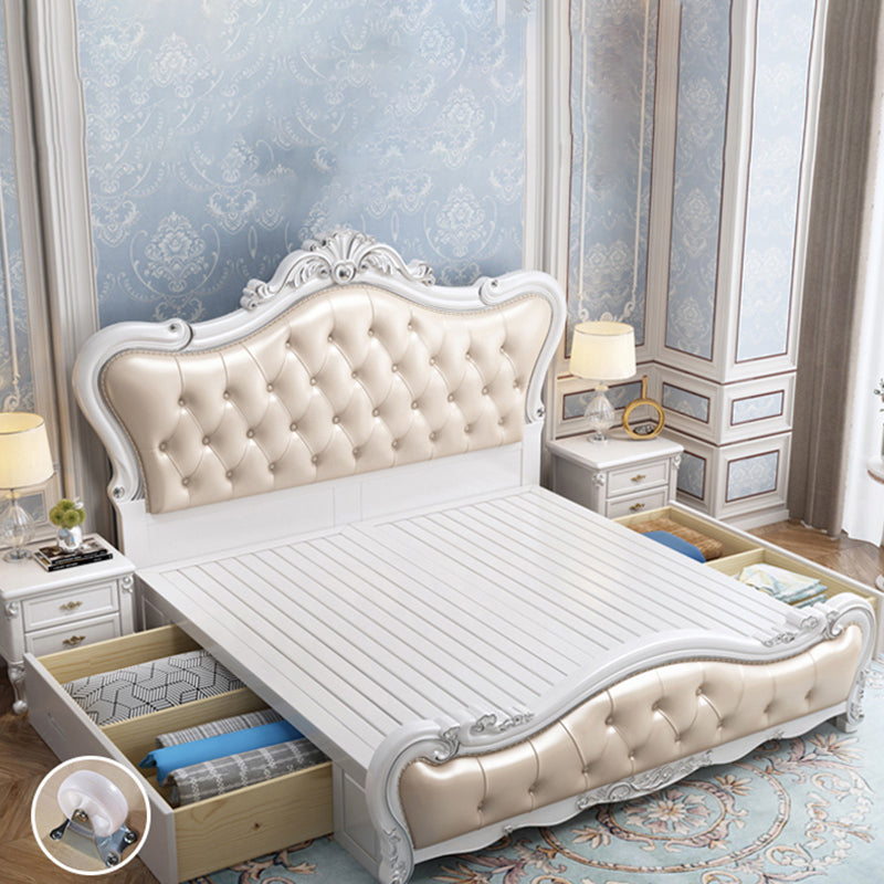 Modern Storage Wood Bed Button-tufted Bed Frame with Headboard Pull-Out Storage Clearhalo 'Bedroom Furniture' 'Beds' 'furn' 'furn_beds' 'Furniture' 5973197