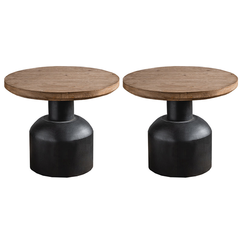 Tavolino in legno tondo rotondo superiore 19,7 "/25,6" tavolino in metallo alto