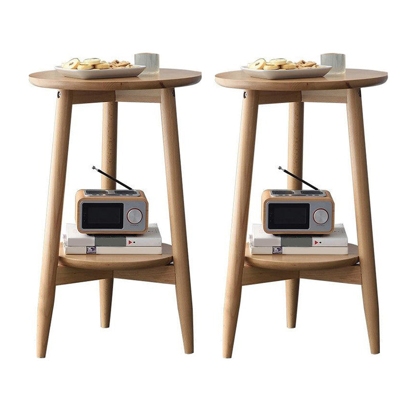Solid Wood Round Top Side Table 23.6" Tall 3 Legs End Table with Shelf 19.7"L x 19.7"W x 23.5"H Natural 2 Clearhalo 'Coffee & Accent Tables' 'End & Side Tables' 'end_side_tables' 'furn' 'furn_end_side_tables' 'Furniture' 'Living Room Furniture' 5974058